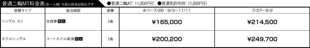 入校月を決めてない方へ 教習料金を一覧で見る