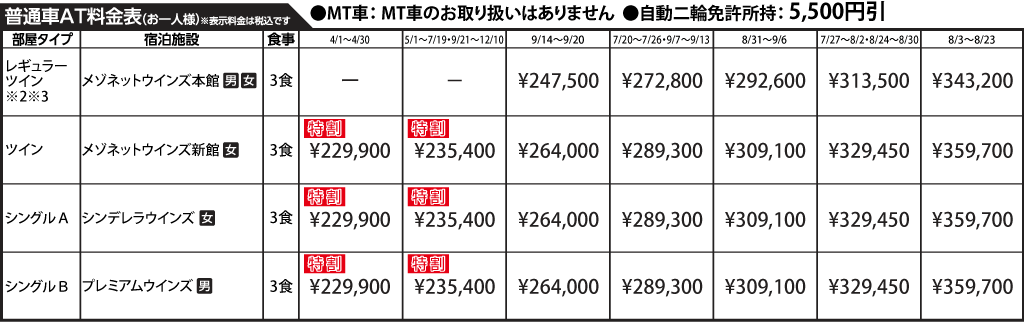 入校月を決めてない方へ 教習料金を一覧で見る