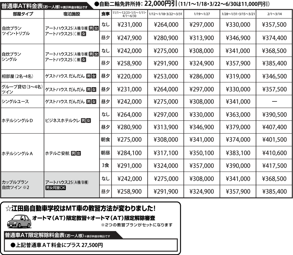 教習料金の画像