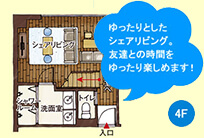 宿舎4階-リビング平面パース図